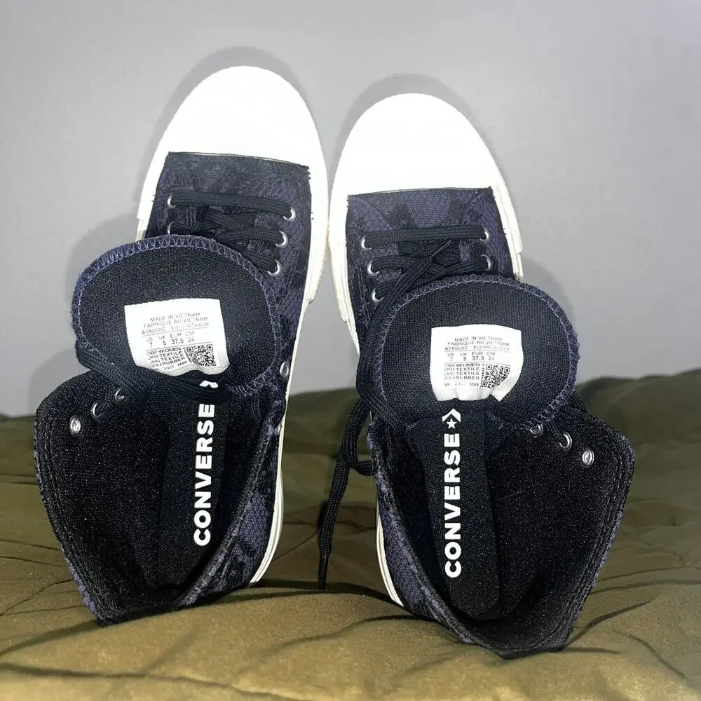 Converse All Star Shoes Black Purple Women 7 Whimsygoth Goblincoren Goth Punk - Picture 7 of 14